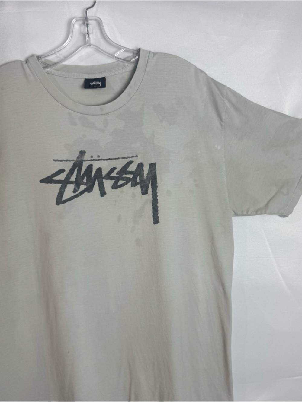 Stussy Light Gray Crewneck Logo Tee